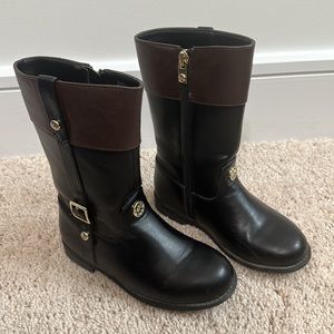 Girls Michael Kors Two Tone Black/Brown Riding Boot Sz 11 VGUC